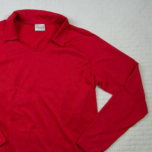 Nike Dri-Fit Golf Tour PGA Activewear Bright Red Flap Collar V-Neck Pullover L - Picture 3 of 12